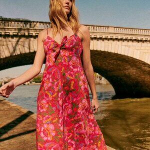 Sezane / Farm Rio Macaw Flowers Red Jolia Dress size US 8 / 40